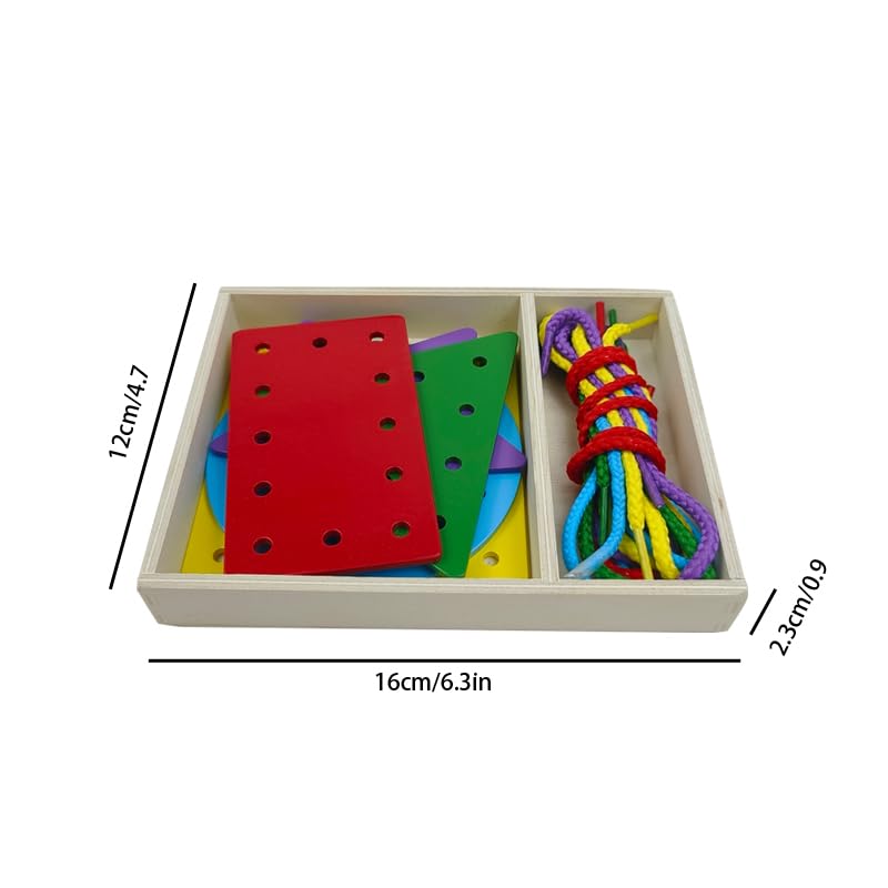 OLYDAUS 5-Piece Wooden Shape Lacing Cards for Toddlers