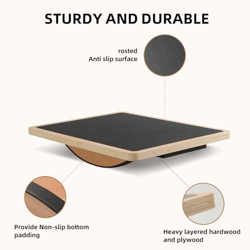 Juoe Wooden Balance Board for Kids and Adults, 350-Lb