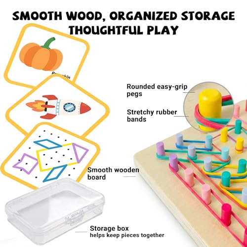 2-in-1 Wooden Peg Board and Geoboard Activity Set