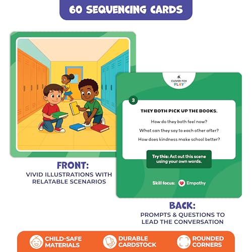 What Happens Next Sequencing Cards for Speech Therapy - 60 Illustrated Sequence Cards for Kids Ages 4+ - Speech & Language Therapy Materials – Vocabulary, Articulation & Sentence Building Game