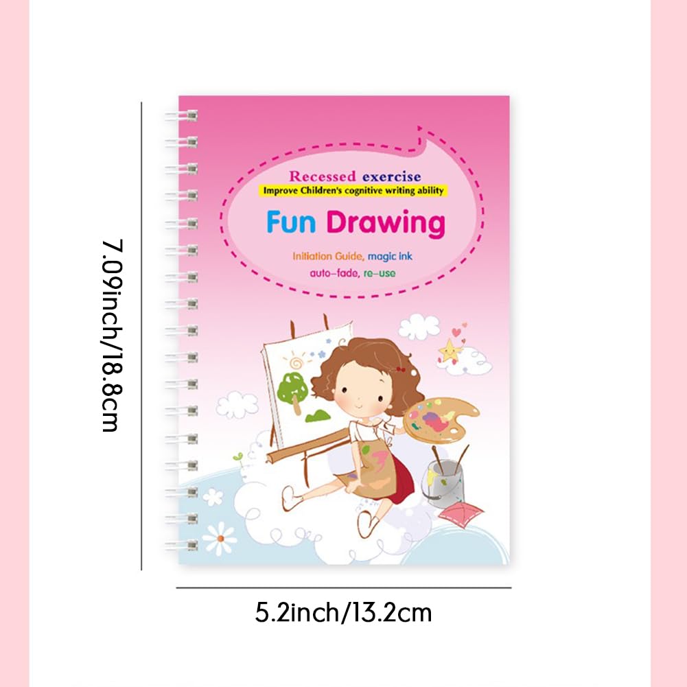 4 - Piece Magical Handwriting Copybook Set for Practice, Complete Handwriting Practice,Reusable Tracing Books