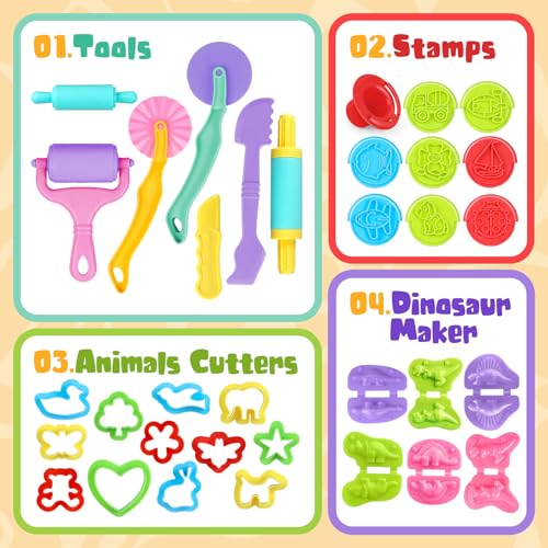 34-Piece Kids Dough and Clay Modeling Tools Set