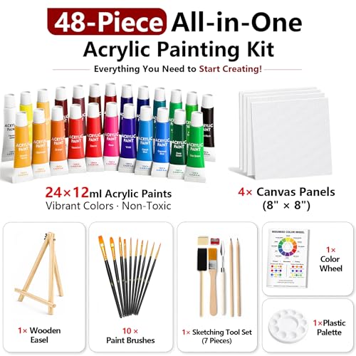 MISUMISO 24-Color Acrylic Painting Kit for Beginners
