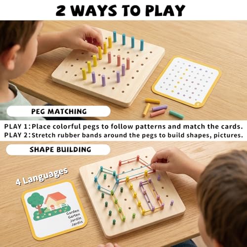 2-in-1 Wooden Peg Board and Geoboard Activity Set