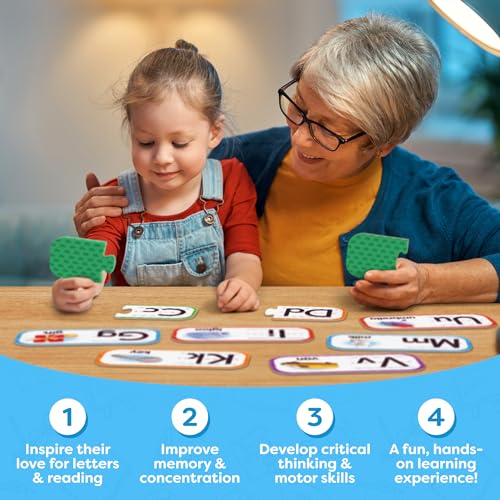 Alphabet Puzzle Games for Kindergarten - Counting puzzle for Kindergarten. 26 Pairs Self-Correcting ABC Puzzle Alphabet Matching Game - ABC Learning for Toddlers - Sturdy Alphabet Learning Toys Learning Letters Matching Game