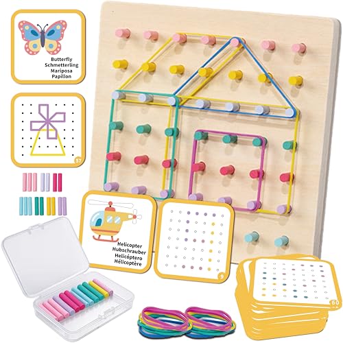 2-in-1 Wooden Peg Board and Geoboard Activity Set