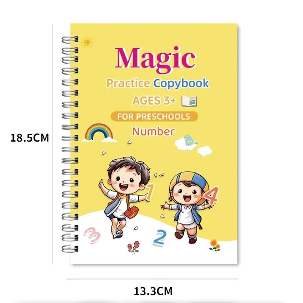 4-Piece Children's Handwriting Practice Set — Reusable Grooved Practice Notebooks
