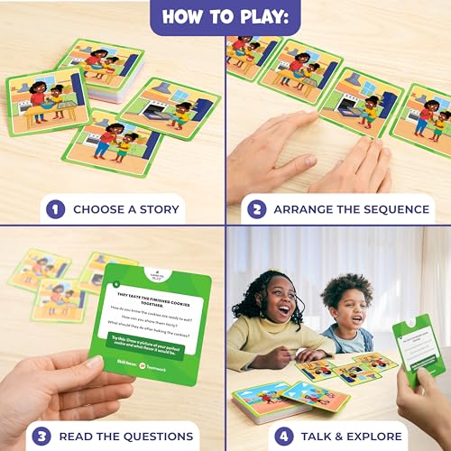 What Happens Next Sequencing Cards for Speech Therapy - 60 Illustrated Sequence Cards for Kids Ages 4+ - Speech & Language Therapy Materials – Vocabulary, Articulation & Sentence Building Game