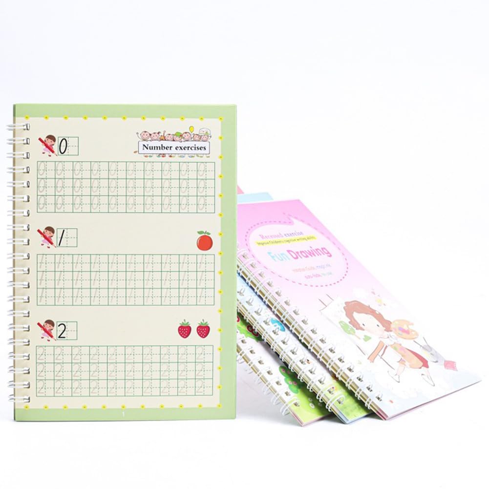 4 - Piece Magical Handwriting Copybook Set for Practice, Complete Handwriting Practice,Reusable Tracing Books