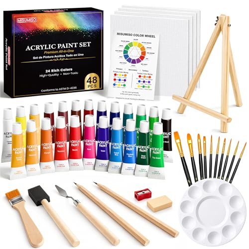 MISUMISO 24-Color Acrylic Painting Kit for Beginners