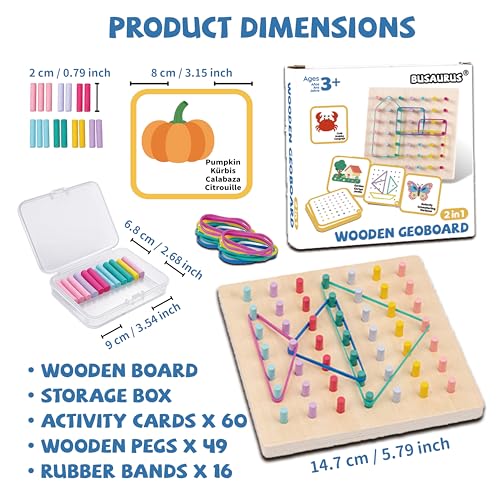 2-in-1 Wooden Peg Board and Geoboard Activity Set