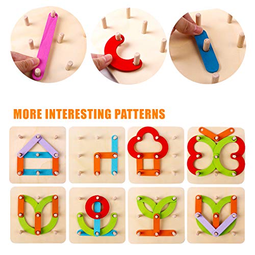 kizh Wooden Letter and Number Construction Activity Set Educational Preschool Toys Shape Color Recognition Pegboard Sorter Set Board Blocks Stack Sort for Toddler Kids Boys Girls Toy