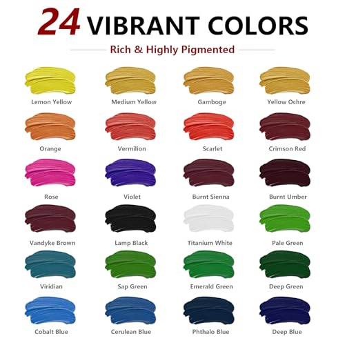 MISUMISO 24-Color Acrylic Painting Kit for Beginners