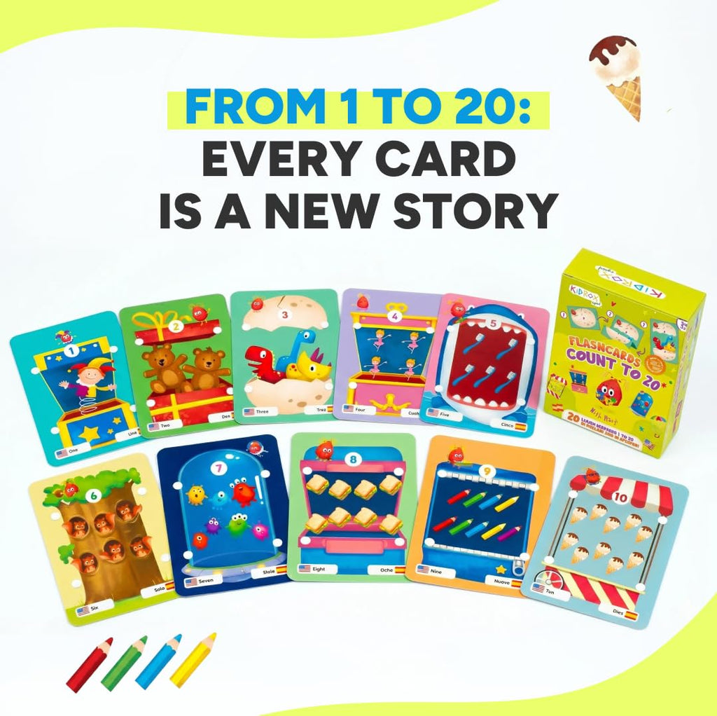 Kidrox Bilingual Spanish Sensory Flash Cards for Toddlers