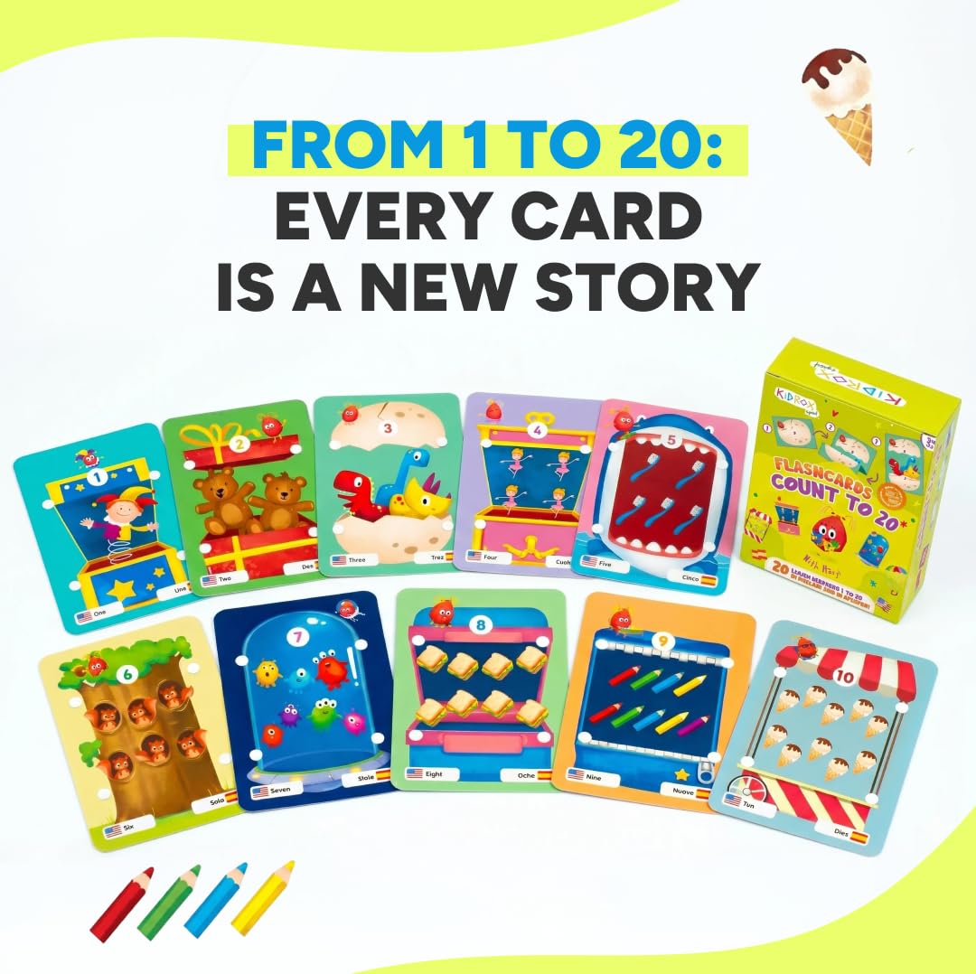 Kidrox Bilingual Spanish Sensory Flash Cards for Toddlers