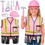 Pink Construction Worker Costume and Tool Set for Girls