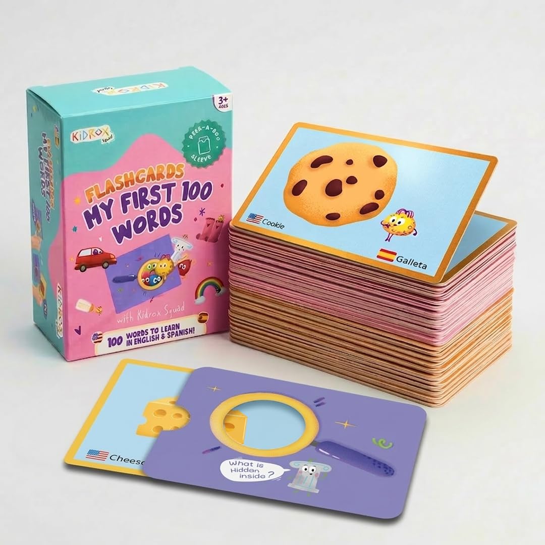 Kidrox Bilingual Spanish Sensory Flash Cards for Toddlers