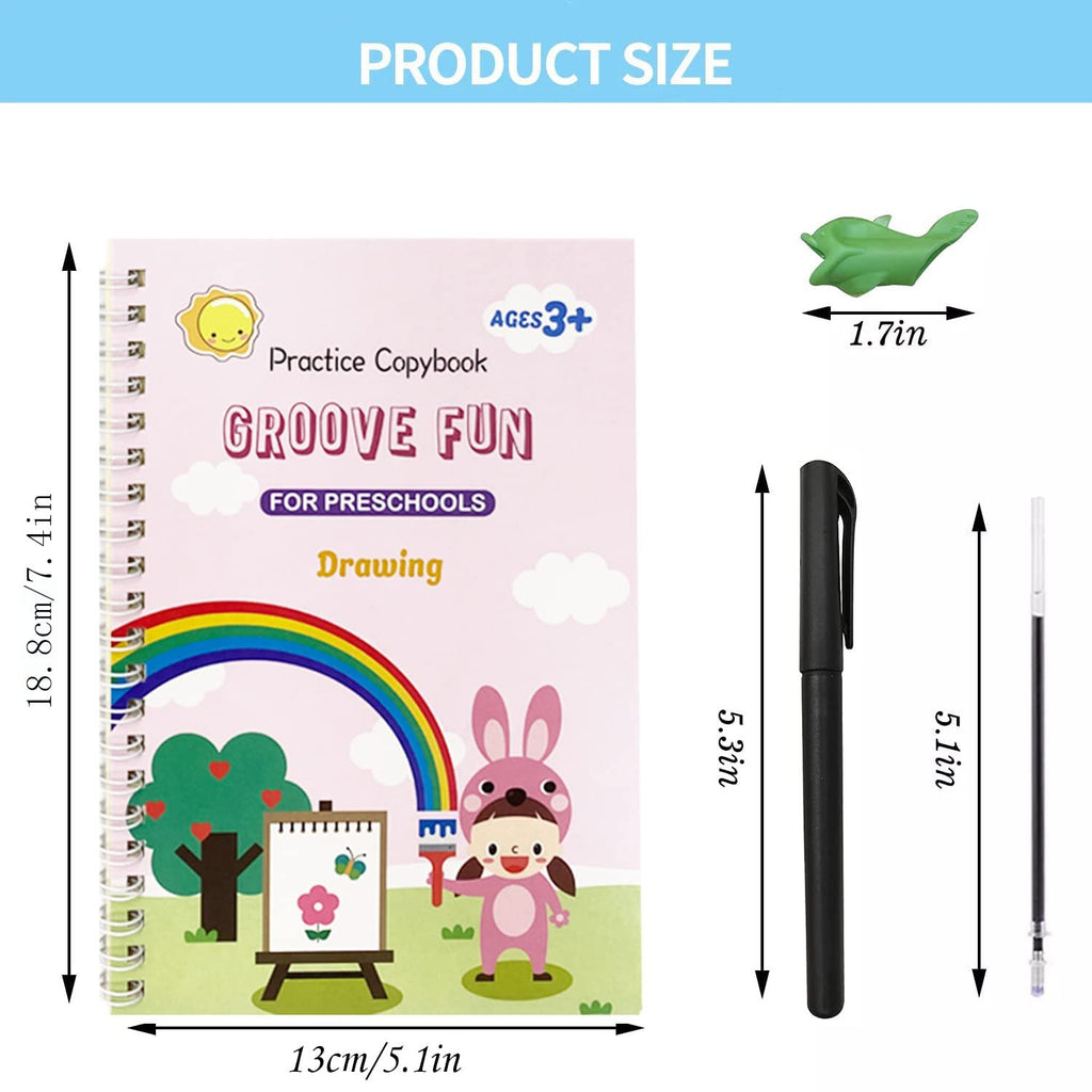 Magic Practice Copybook, Reusable Handwriting Workbooks, Magic Grooved Writing Practice