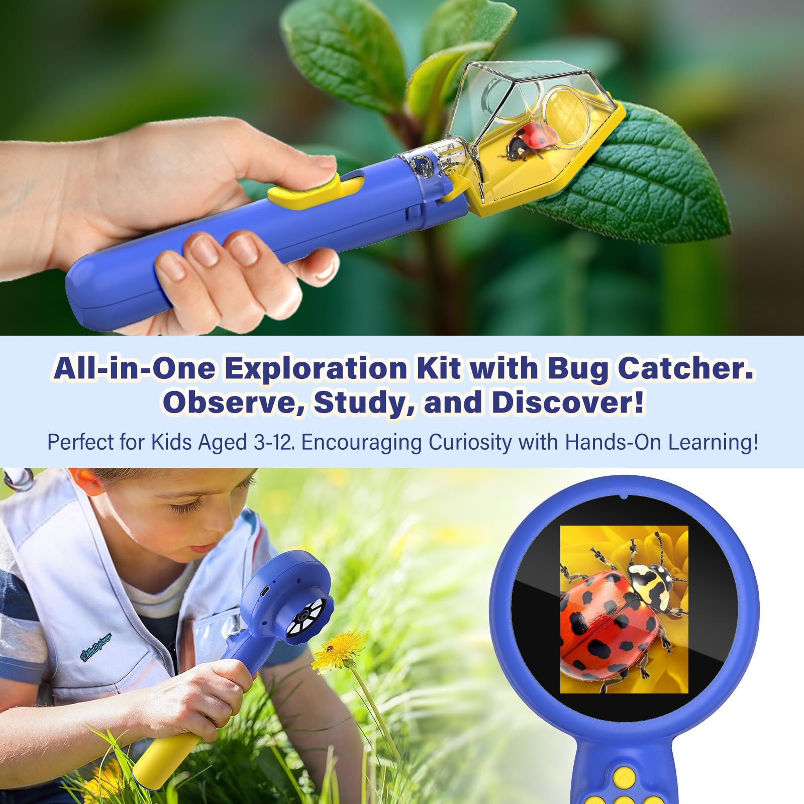 Kids Bug Catcher with 6X Magnifier for Nature Exploration