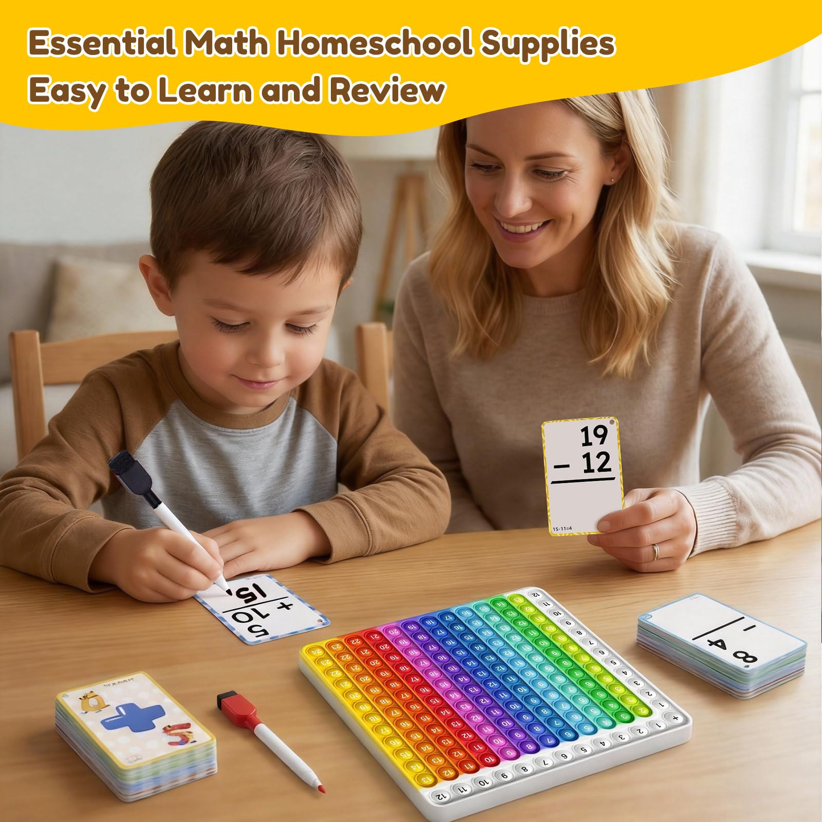 JoyCat Flash Cards for Kids Ages 4-8, Math Flash Cards & Pop Fidget Chart