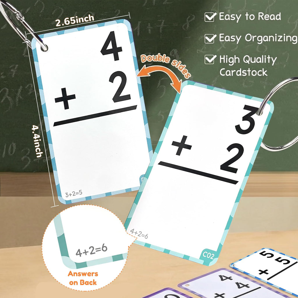 JoyCat Flash Cards for Kids Ages 4-8, Math Flash Cards & Pop Fidget Chart