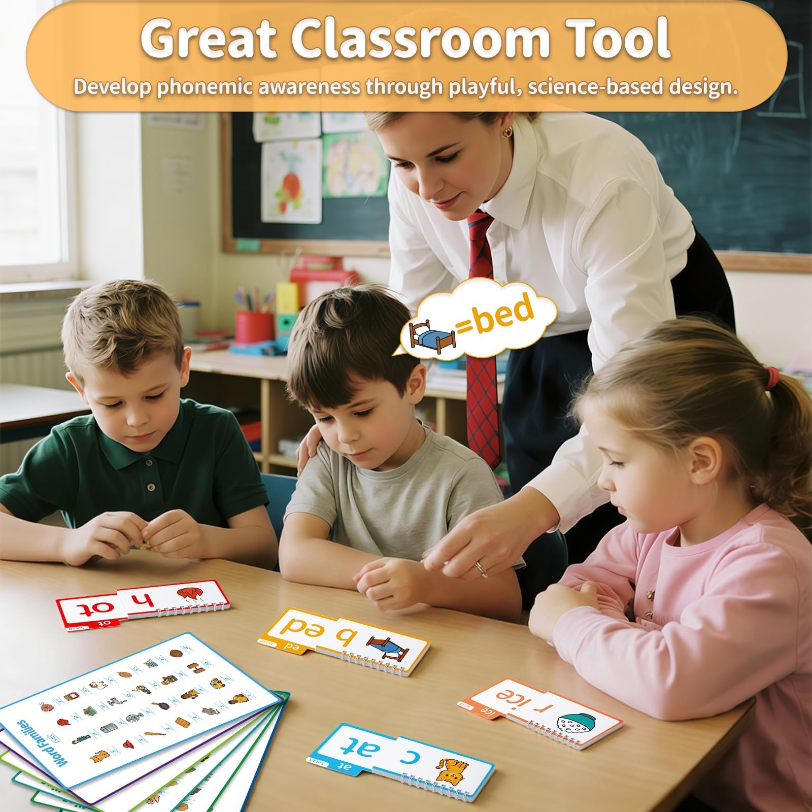 Sinoome Phonics Flip Book & Word Family Build Book Set