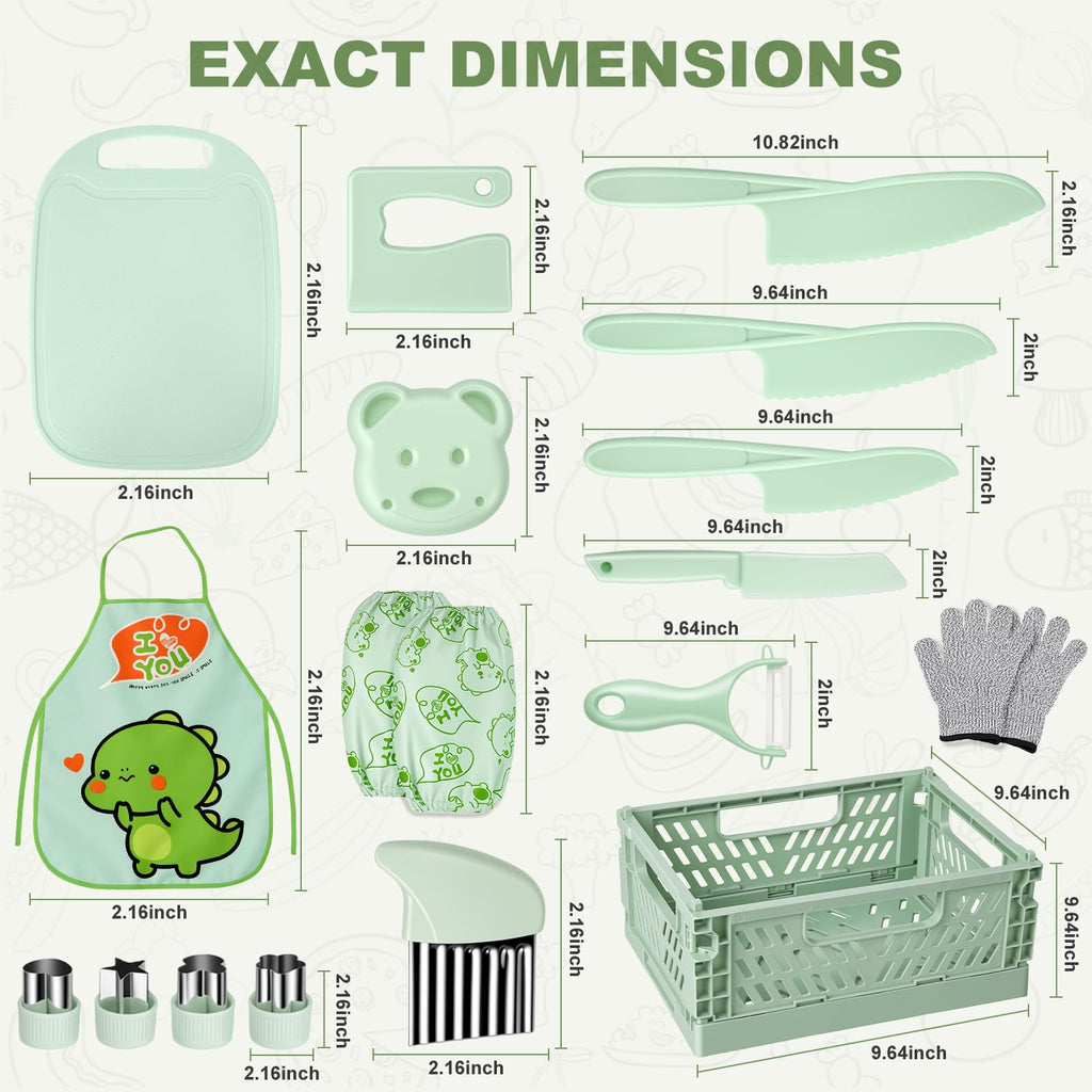 DIKAKO 17-Piece Montessori Kids Knife Set with Apron