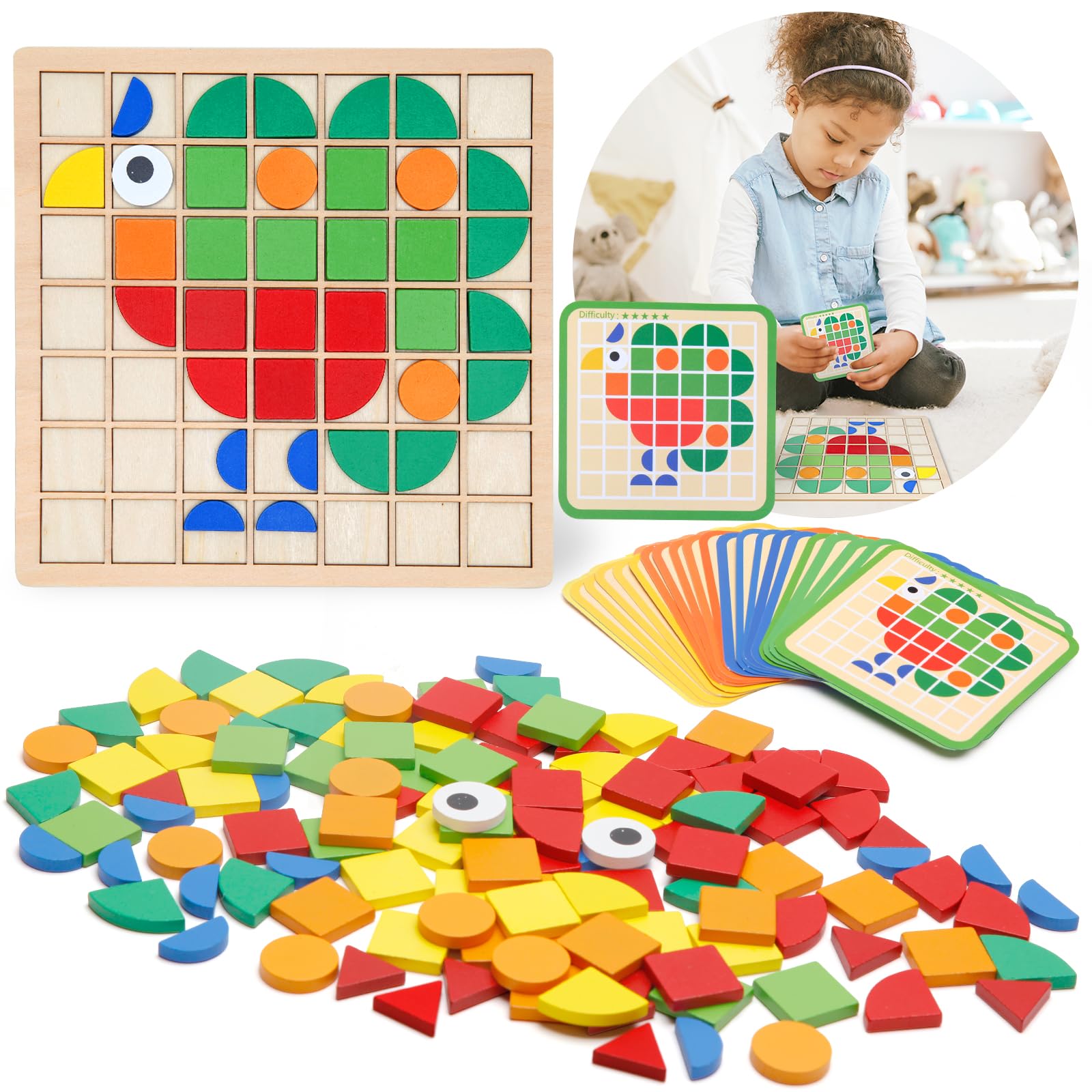 Zycolo 120-Piece Montessori Tangram Puzzle Set for Kids