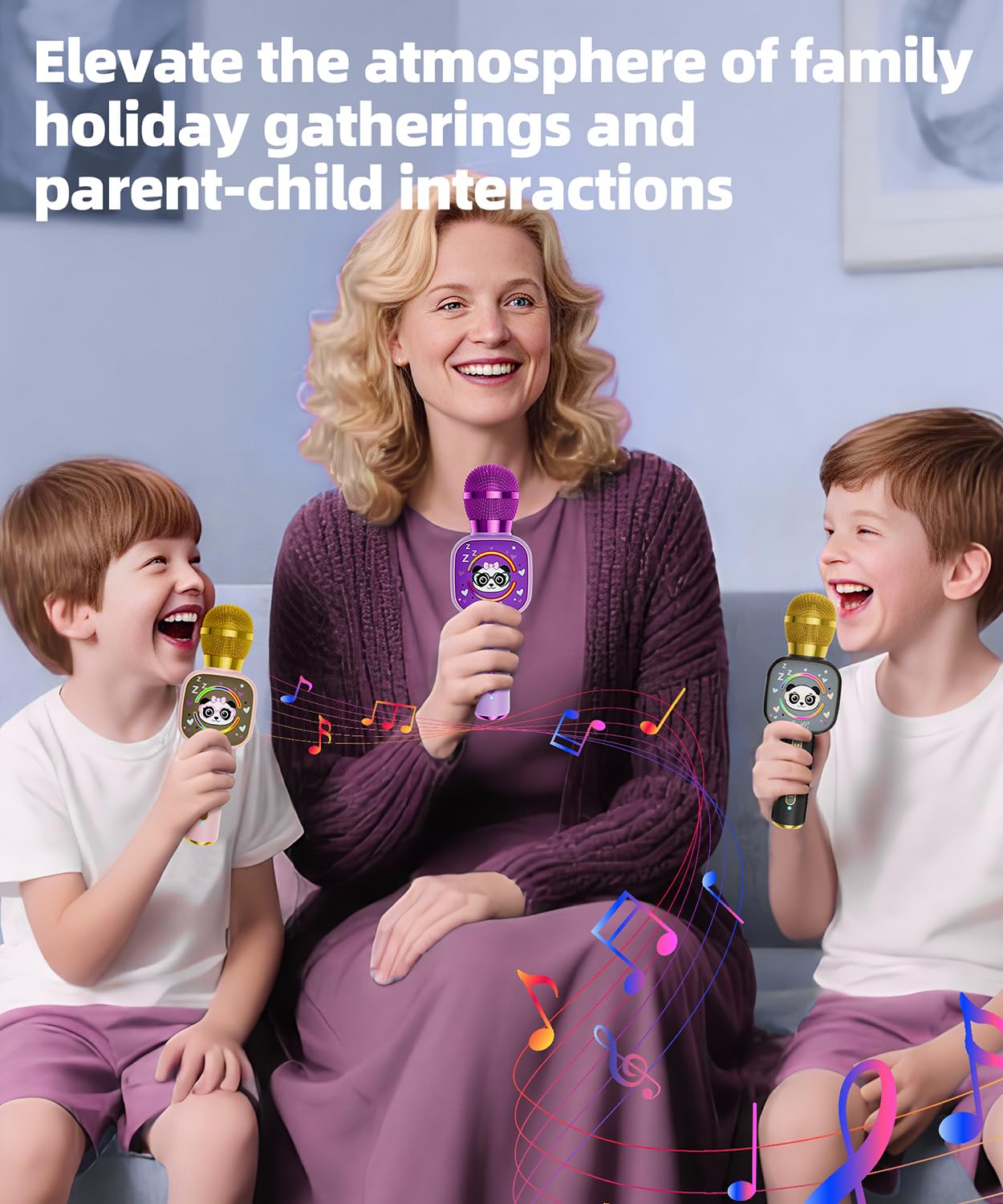 Qnxoat R Kids Bluetooth Karaoke Microphone with LED Lights