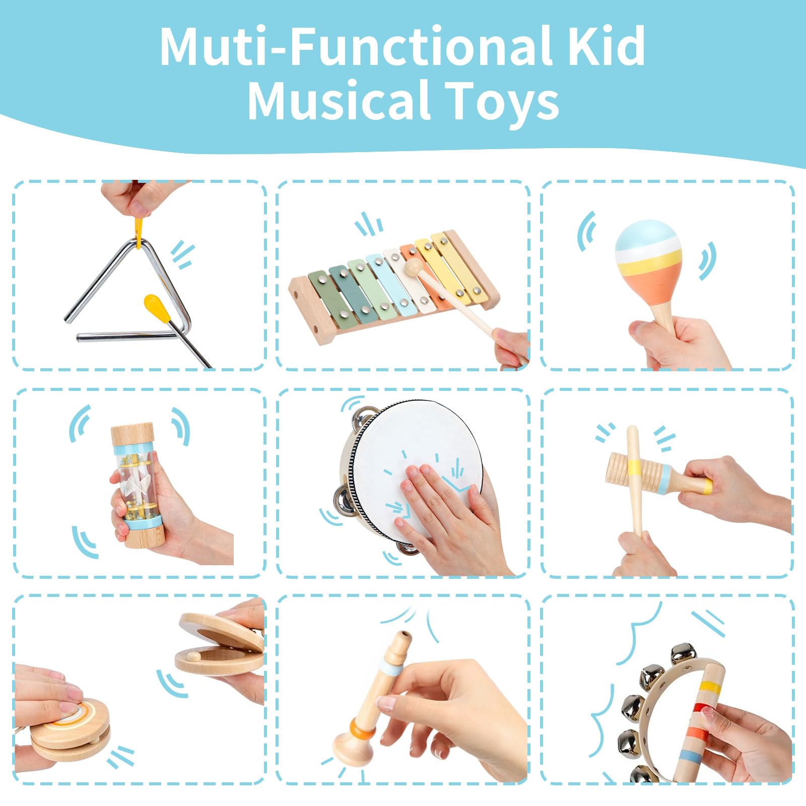 ZJEFUNS Wooden Montessori Music Set for Toddlers