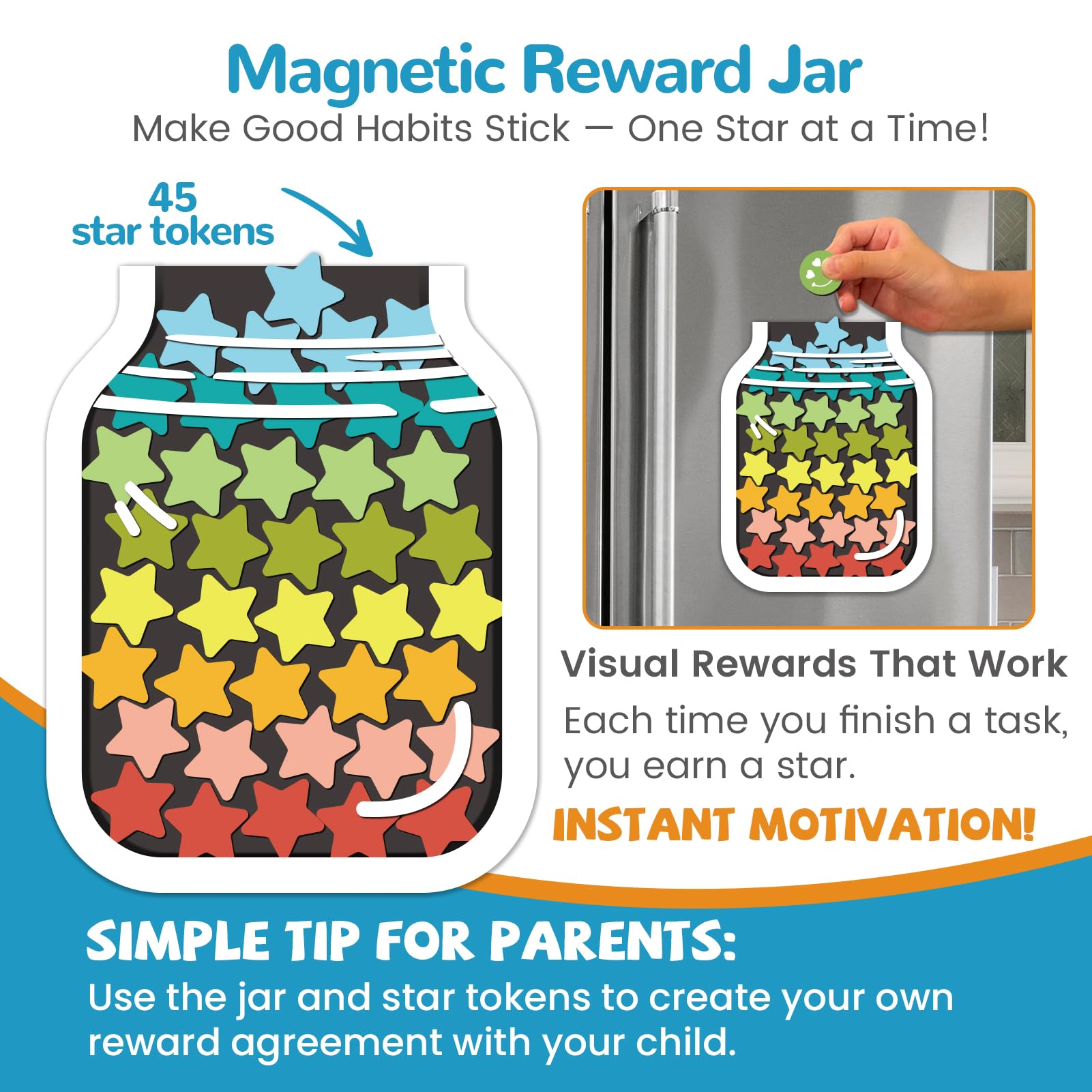 Magnetic Kids Routine Chart and Reward Jar Set
