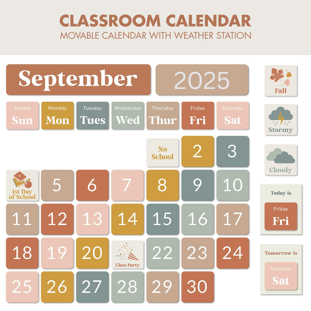 The Ultimate Classroom Calendar Pocket Chart for Kids - Beautiful Calendar with Educational Cards for Easy Learning - Fun and Modern Classroom Must Have Supplies That Fits Nicely w/Any School Decor