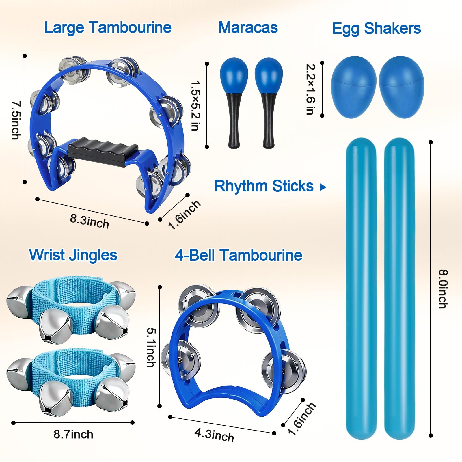 10-Piece Tambourine and Rhythm Instrument Set for Kids