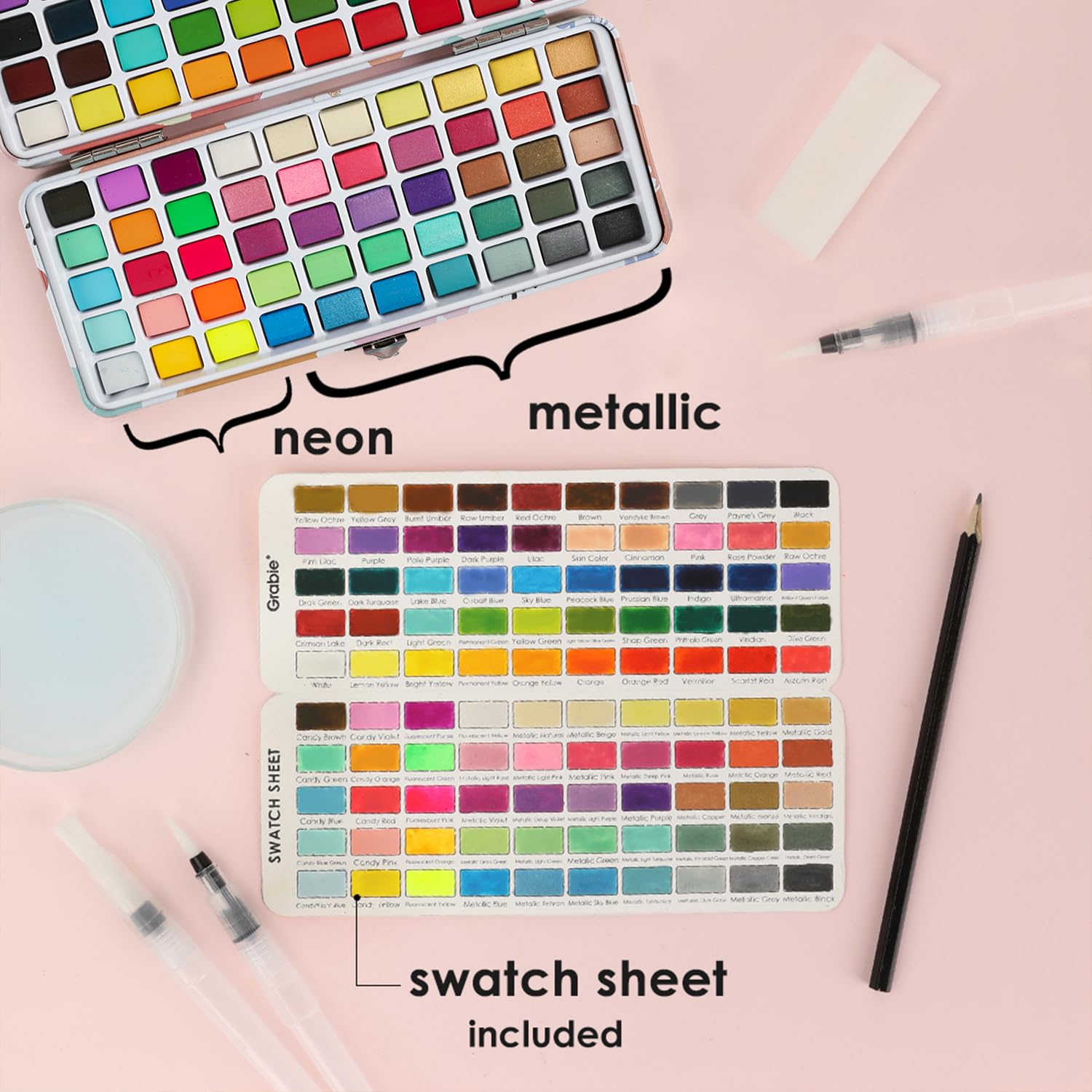 Grabie 100-Color Watercolor Paint Set with Carrying Case