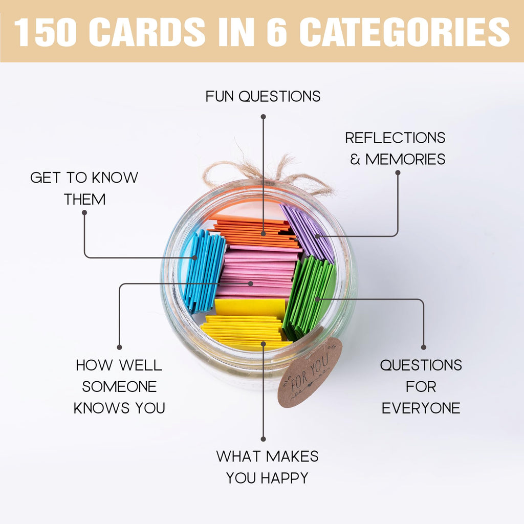 150-Card Family Conversation Starter Jar for Kids