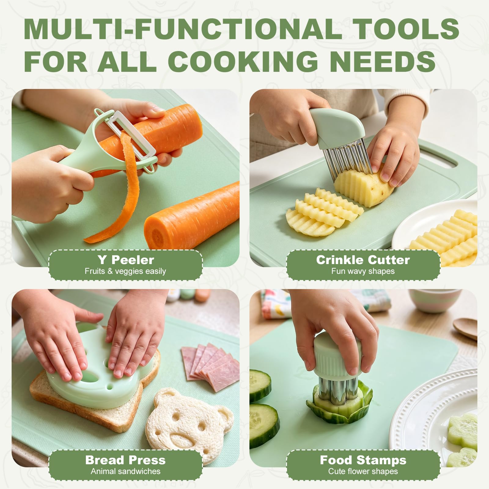 DIKAKO 17-Piece Montessori Kids Knife Set with Apron