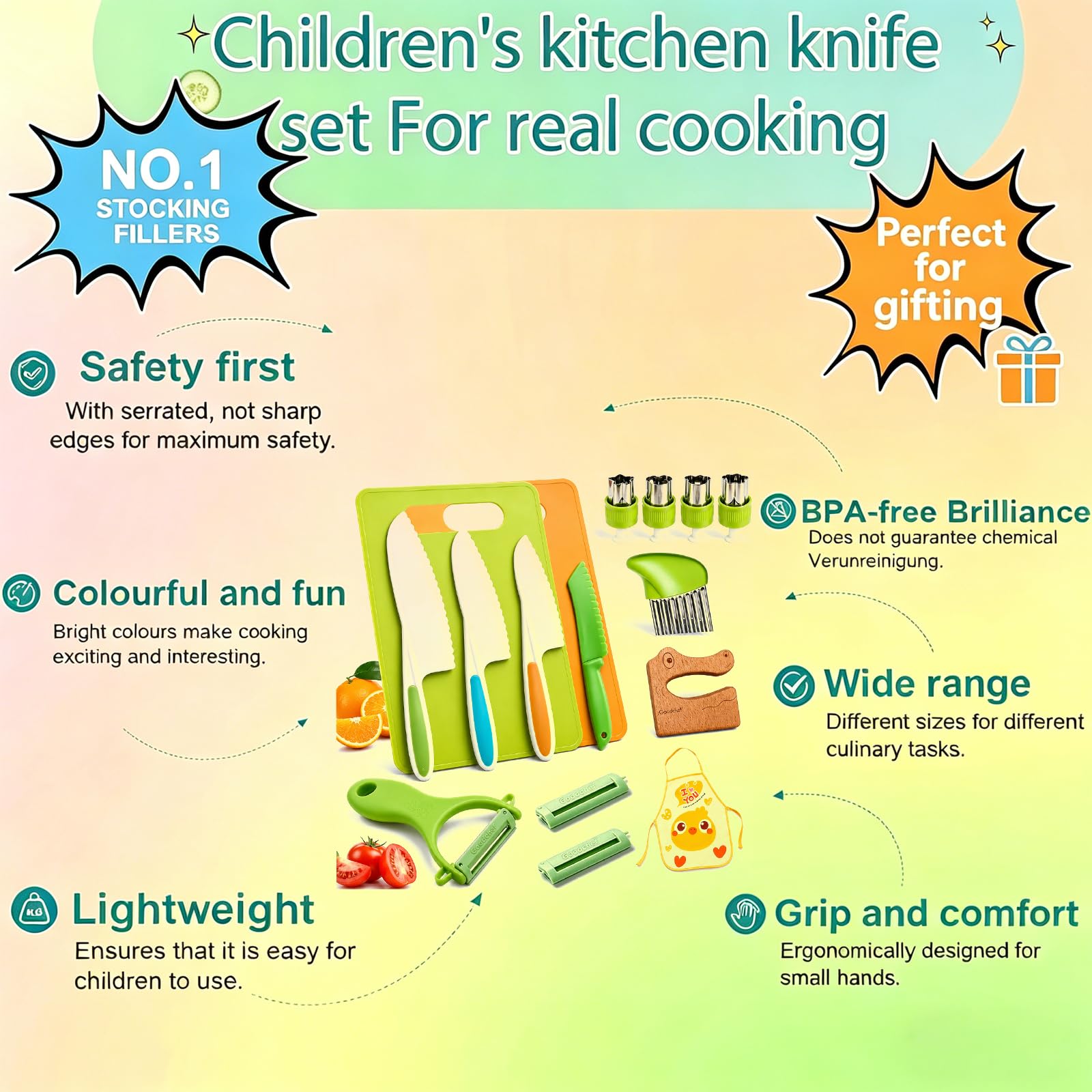 16-Piece Montessori Toddler Knife and Cooking Tool Set