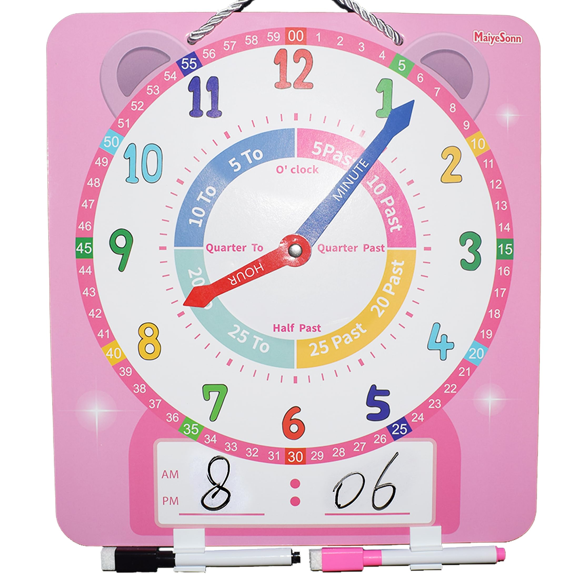 12-Inch Magnetic Dry-Erase Teaching Clock for Kids