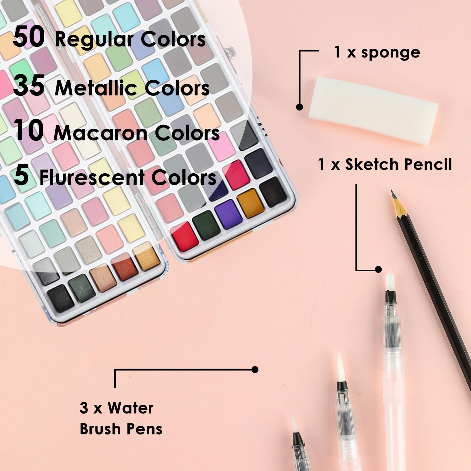 Grabie 100-Color Watercolor Paint Set with Carrying Case
