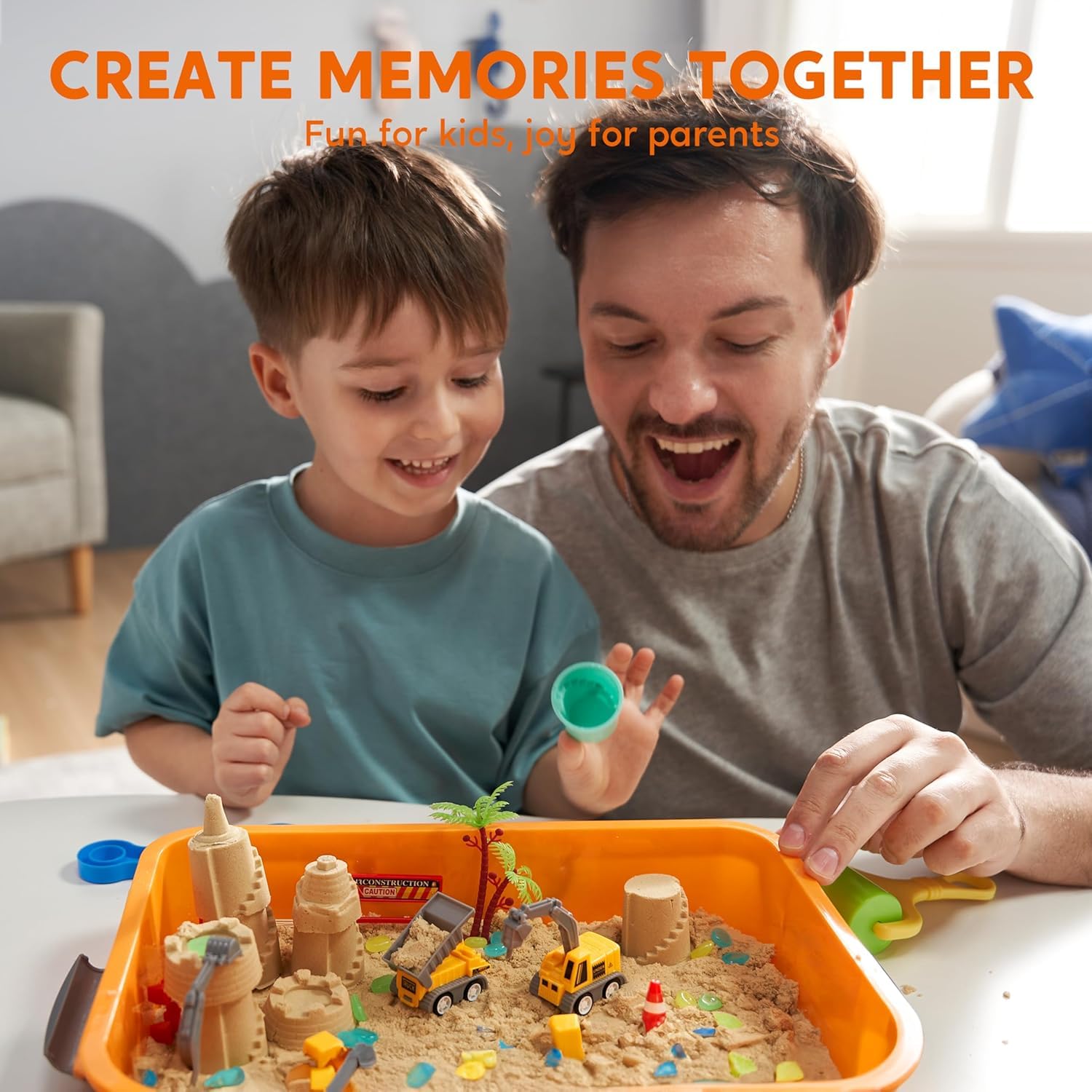 Klever Kits Glow-in-the-Dark Sensory Sand Bin for Toddlers