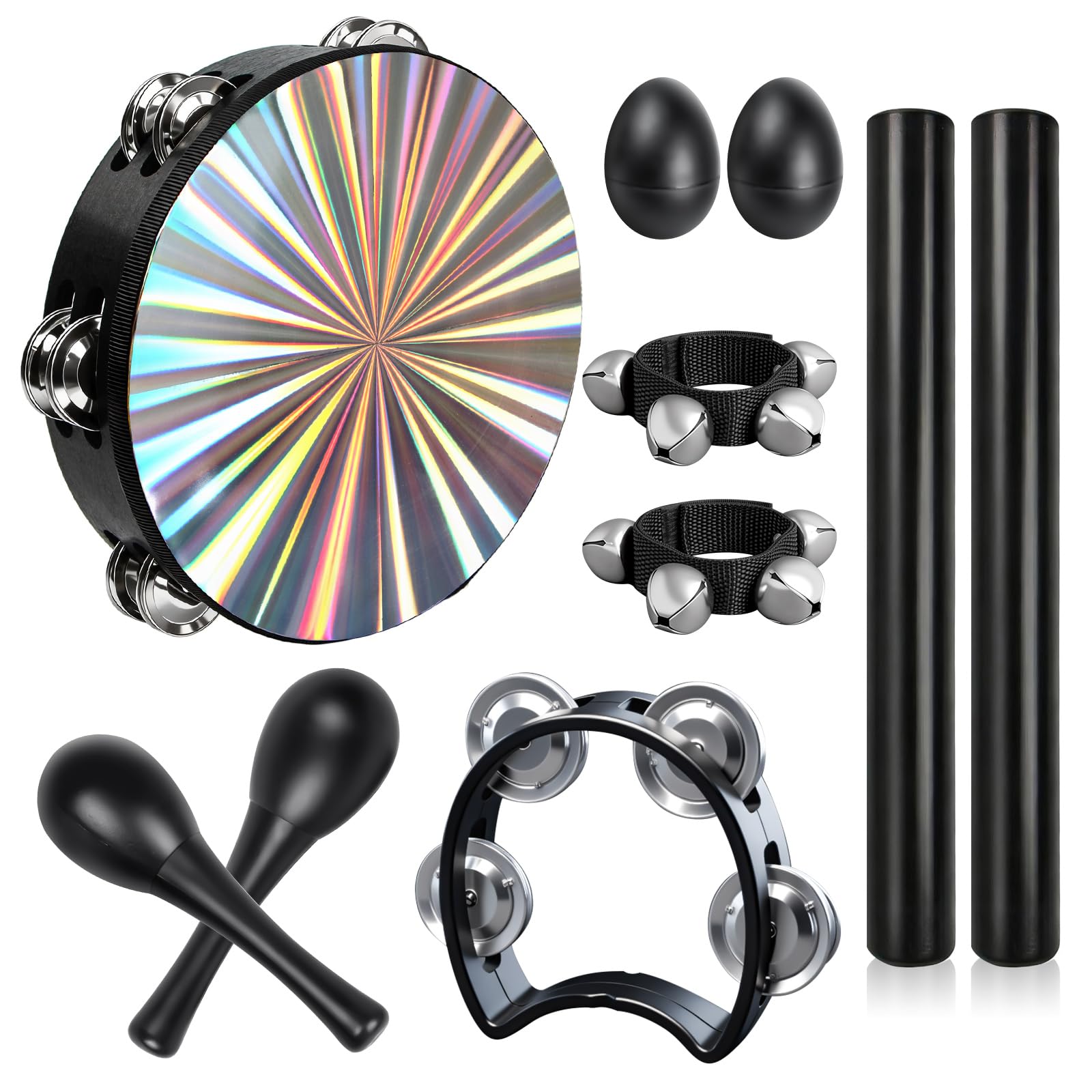 10-Piece Tambourine and Rhythm Instrument Set for Kids