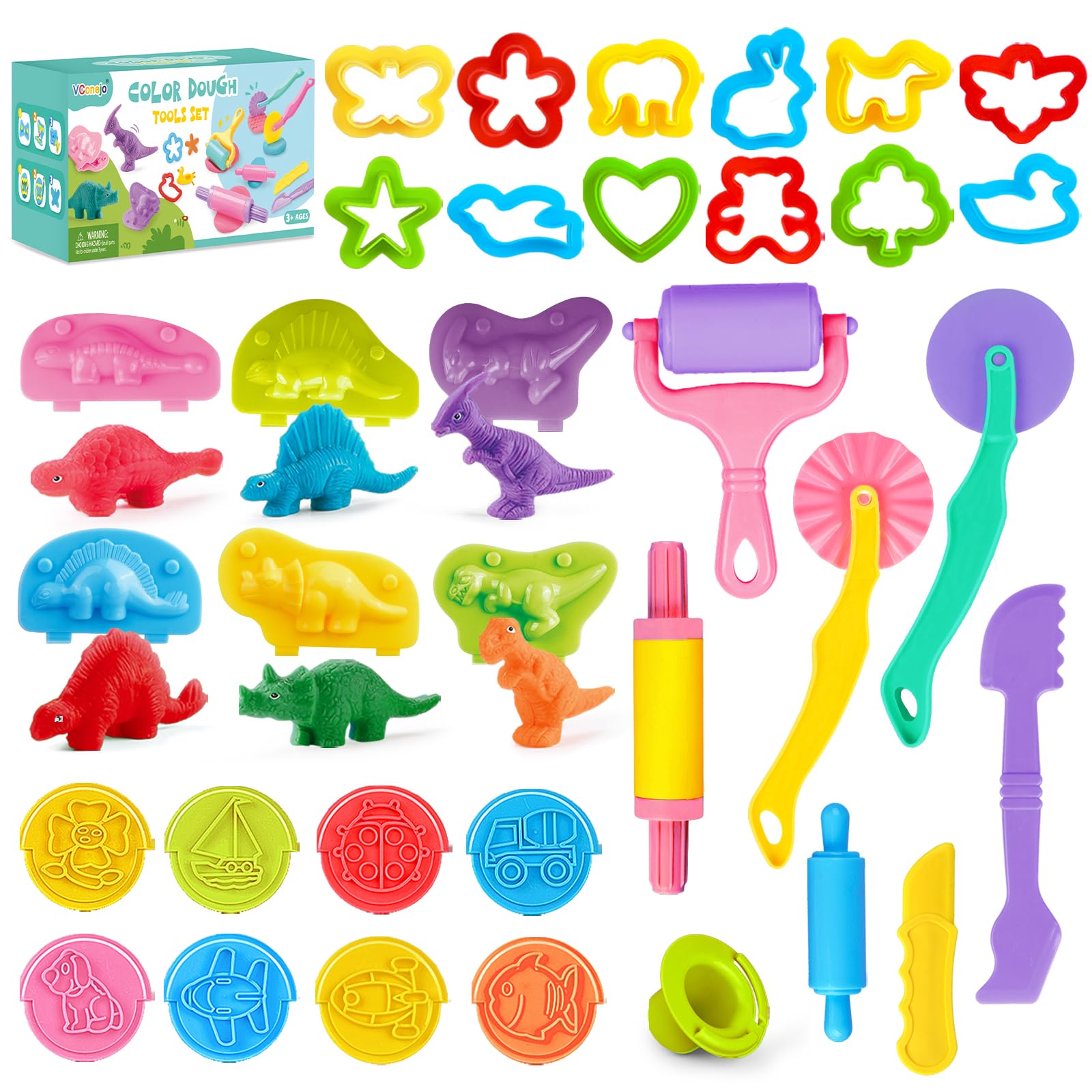 34-Piece Kids Dough and Clay Modeling Tools Set