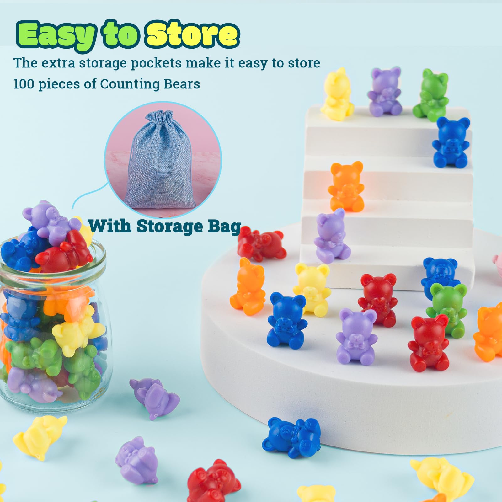 XINHUIDALSQ Rainbow Counting Bears Set