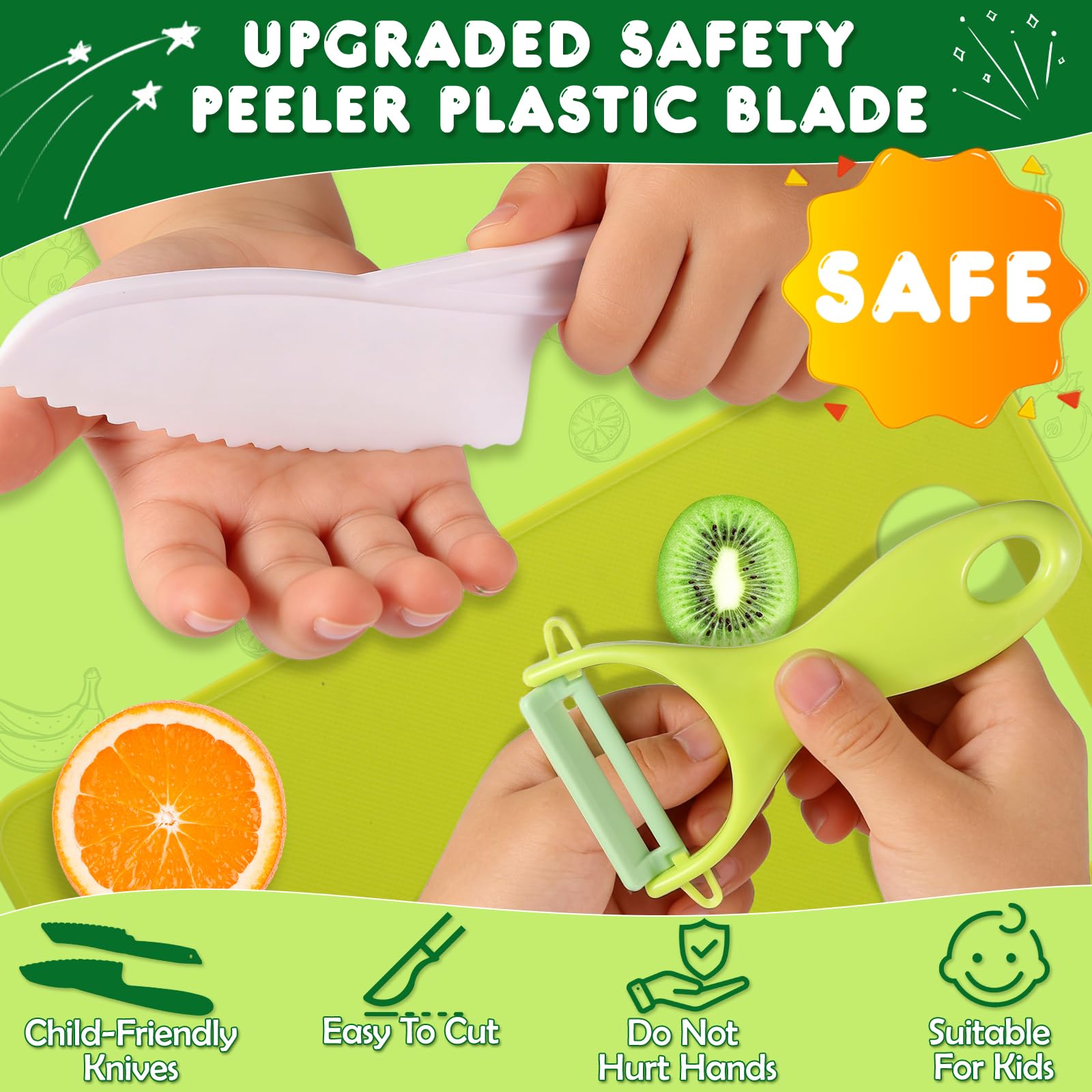 16-Piece Montessori Toddler Knife and Cooking Tool Set