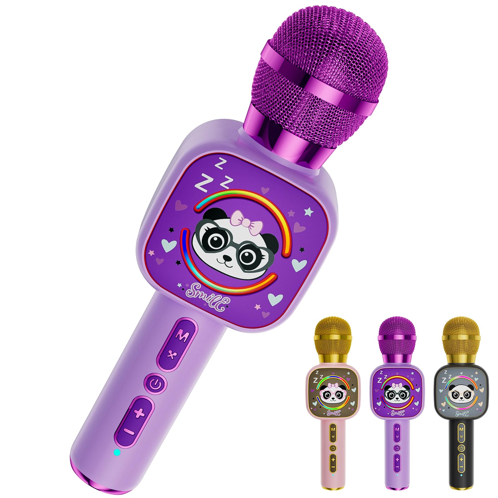 Qnxoat R Kids Bluetooth Karaoke Microphone with LED Lights