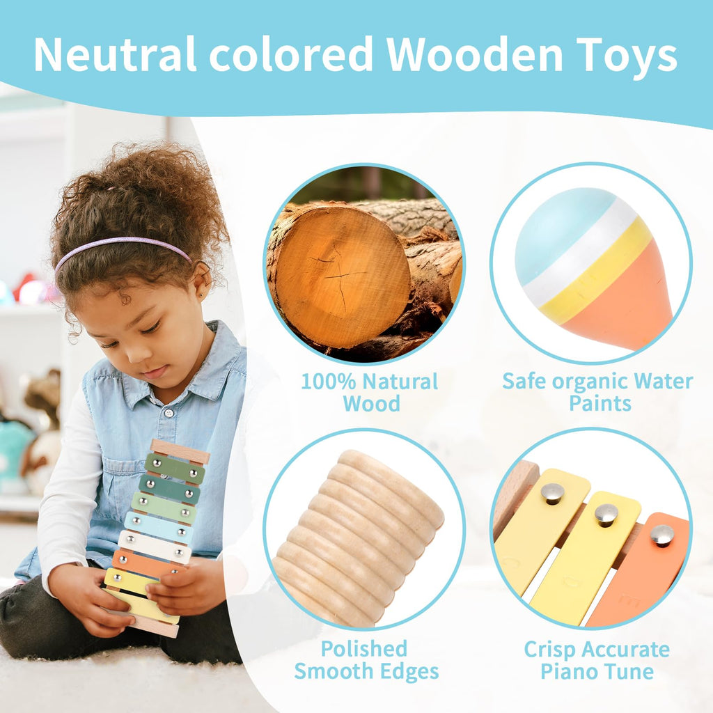 ZJEFUNS Wooden Montessori Music Set for Toddlers