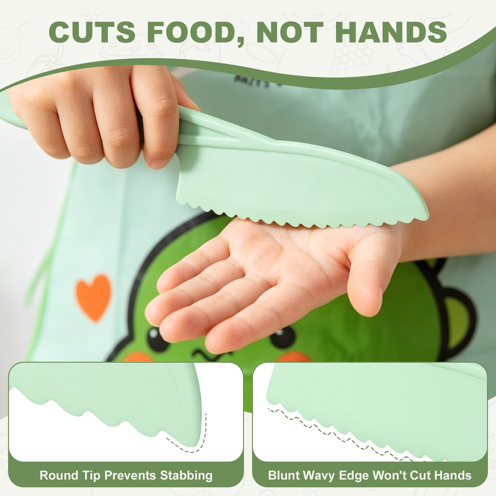 DIKAKO 17-Piece Montessori Kids Knife Set with Apron