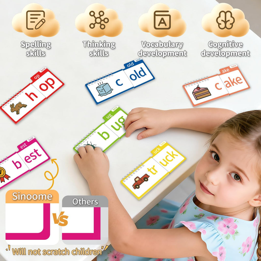 Sinoome Phonics Flip Book & Word Family Build Book Set