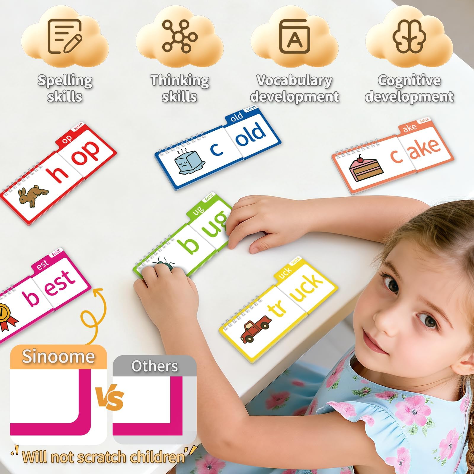 Sinoome Phonics Flip Book & Word Family Build Book Set
