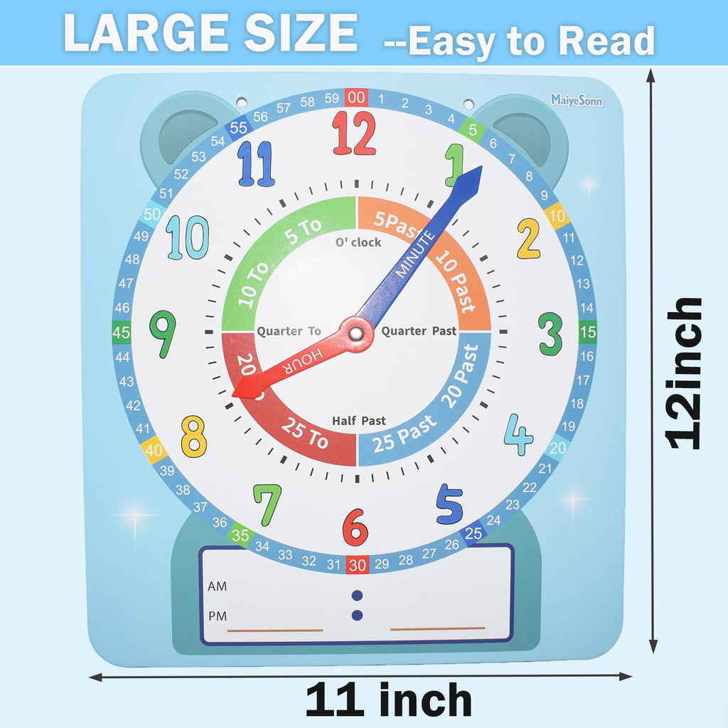 12-Inch Magnetic Dry-Erase Teaching Clock for Kids